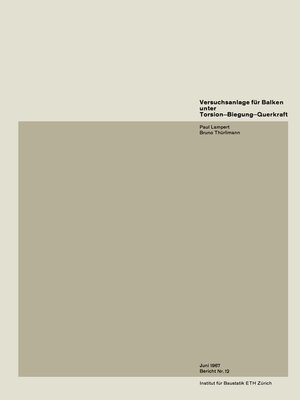 cover image of Versuchsanlage für Balken unter Torsion — Biegung — Querkraft